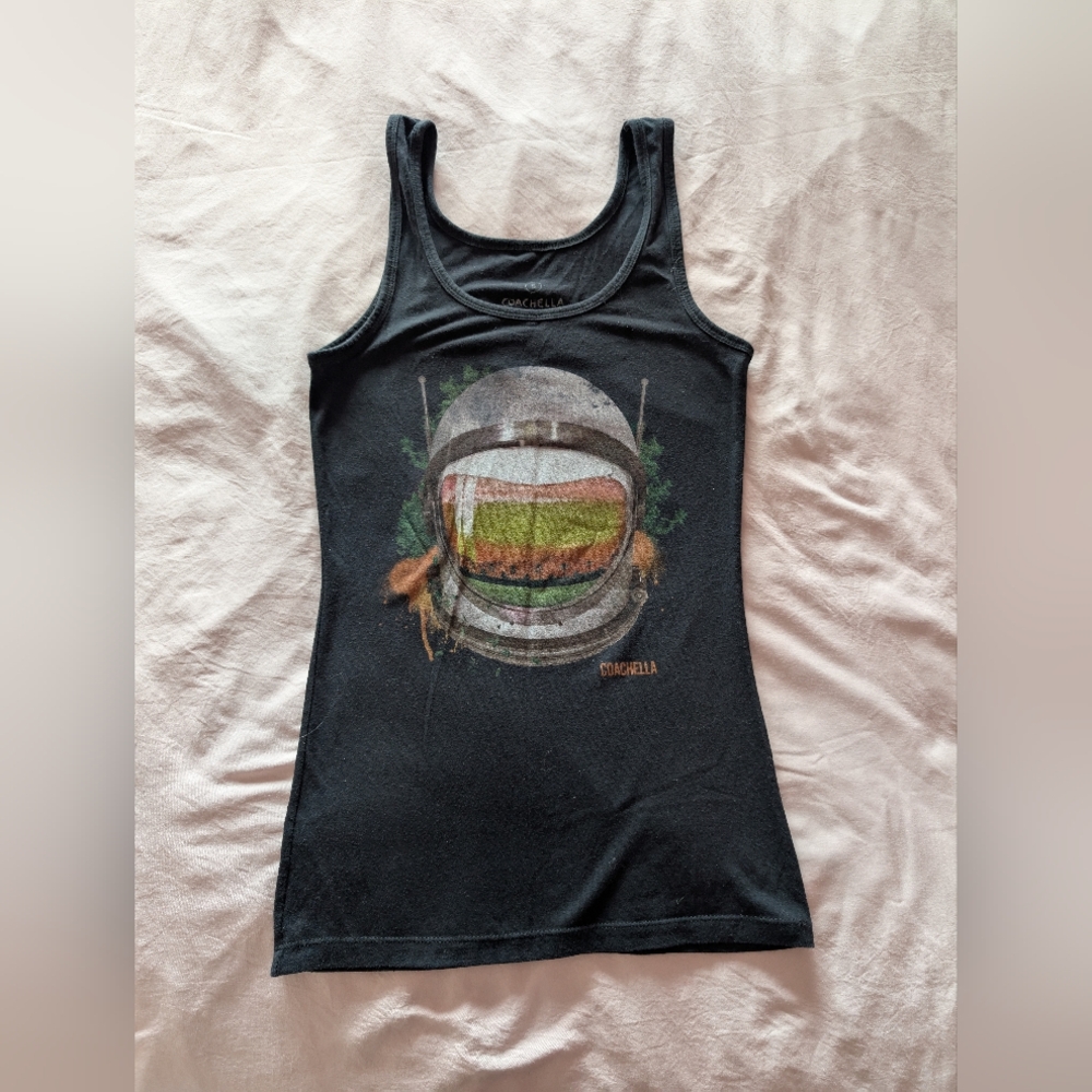Coachella 2014 Black Tank Top with Graphic Design